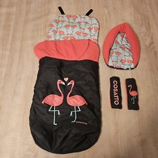 Cosatto Stroller Blanket Bunting Infant Insert & Strap Covers Flamingo Bird...