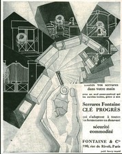 Antique Progrès Key Fountain Locks Advertising 1929 Magazine Issue