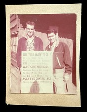 VENEREAL DISEASE  MEN POSED WITH JAPANESE VD SIGN WARNING OF PROSTITUTES  1960s