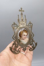 Ancien Reliquaire Religieux Miniature Porcelaine et Métal - fin XIXème