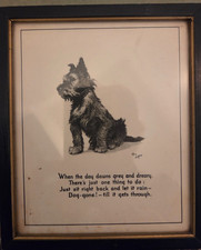 Vintage Antique Buzza Motto Cecil Aldin Print Scotty Terrier Dog