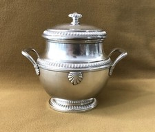 sugar bowl / covered jar CHRISTOFLE GALLIA model SHELL and DILDERS silver metal