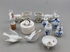 LOT 11 Vintage Miniature Objects Collection, Porcelain and Earthenware Display Case