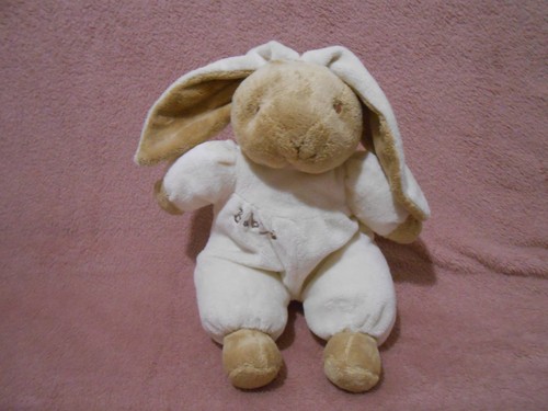 Doudou lapin marron écru - , cp