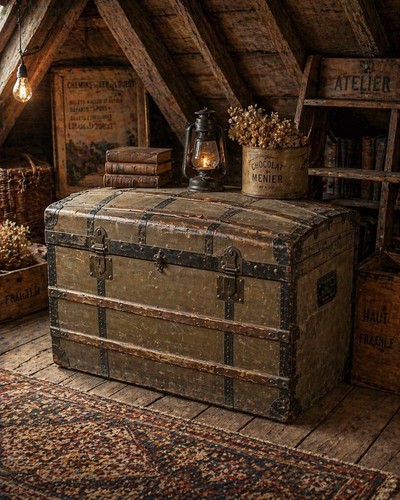 Grande malle ancienne bois - grande,