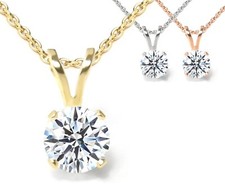Diamond necklace 585 gold, 0.5ct- 0.75ct- 1ct brilliant 5 - 6mm, pendant & chain