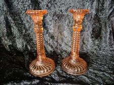 Paire Bougeoir Verre Moulé