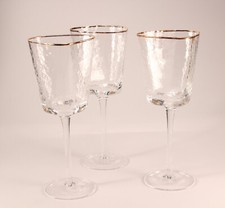 Kare Design Triangular Abstract Wine Glass Hommage Set of 3 Gold Rim Glasses