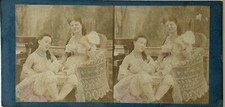 Maison Close Two Women in Lingerie c1865 Photo Stereo Albumin Vintage 