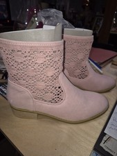 bottines Macramé Dentelle roses pales P  39 Neuve