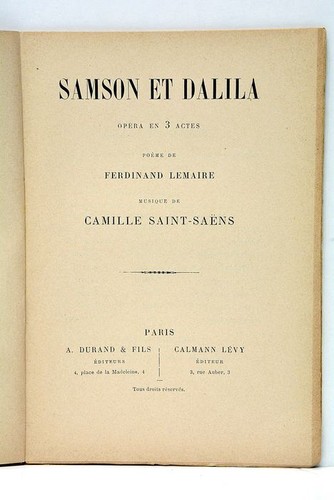 Livre ancien opera saint saens - opera,