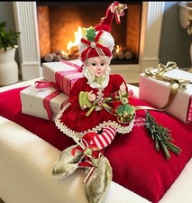 Christmas Fairy Elf Shelf Sitter 18” Posable Mantel Tabletop Decor W/ Ornament