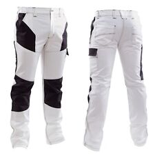 Pantalon de travail blanc en coton stretch 250 g AERRE JUMP-W avec 5 poches
