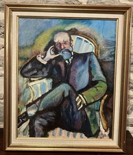 Huile sur toile signée en bas à gauche Ecole moderne néo fauvisme Portrait homme