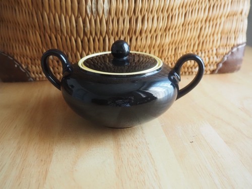 Sucrier jaune noir vintage - jaune,