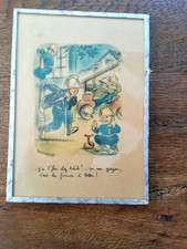 GERMAINE BOURET  GRAVURE  17 X 12 CM SOUS VERRE Y A LE FEU CHEZ ADELE