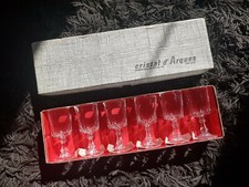 6 VERRES à PIED DIGESTIF CRISTAL D'ARQUES MODÈLE LOUVRE 7 BOÎTE D'ORIGINE 5 CL