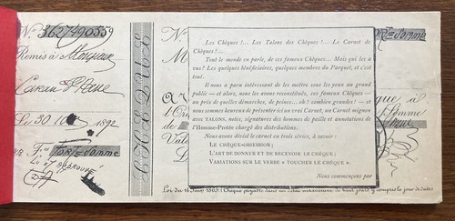 Carnet chèques par caran - carnet,