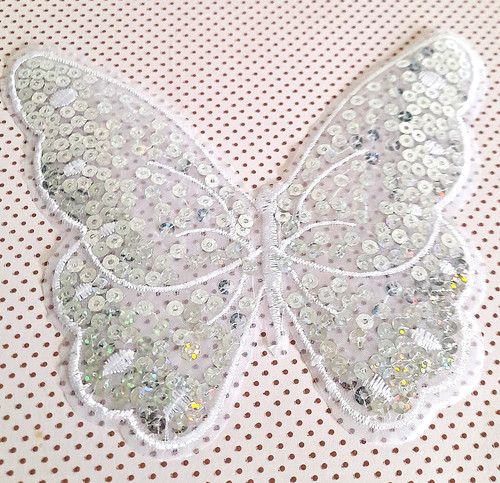 Papillon blanc sequins - papillon, en