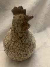Cracked Ceramic French Athezza Chicken Hen Statues Farmhouse Figurine Handmade