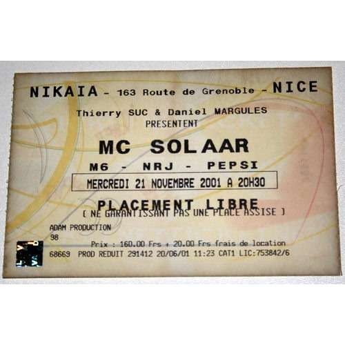Solaar billet ticket stub - solaar,