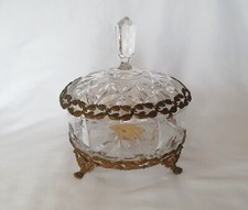 POT BISCUITS/BONBONNIERE CRISTAL TAILLE - BEYER ALLEMAGNE - CERCLAGE LAITON