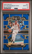 Victor Wembanyama RC 2023-24 Select Blue Panini Prizm Silver #87 PSA 10 POP /3!