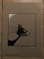 Sérigraphie Chat Noir Signée