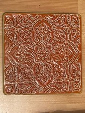 dessous de plat grès émaillé orange motifs floral marque JARS céramique TBE