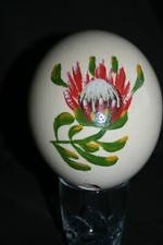 Oeuf d'Autruche peint - Décor floral
