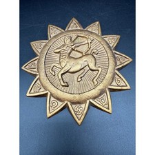 Vintage MCM Chalkware Zodiac Wall Plaque Sagittarius Archer Sunburst Astrology