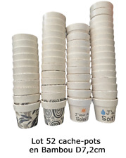 Lot revendeur de 52 mini cache-pots D 7,2cm en fibres de bambou - Neufs