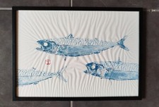 Original Mackerel Bench Print, Gyotaku Mackerel Bench