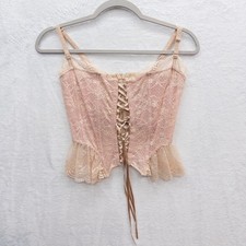 Victoria’s Secret Vintage Lace Corset Bustier Peach Lingerie Top NEW Size Medium