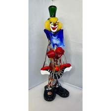 Venetian Murano Hand Blown Art Glass Circus Clown Figurine Sculpture, Italy