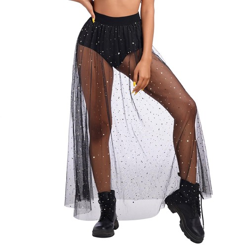 Jupe maxi tulle transparente - jupe,