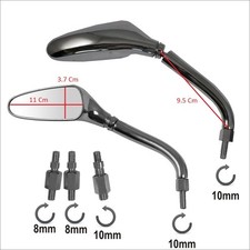 Miroir Retroviseurs Couple Moto Scooter Chrome Custom A-Pro Adaptateur