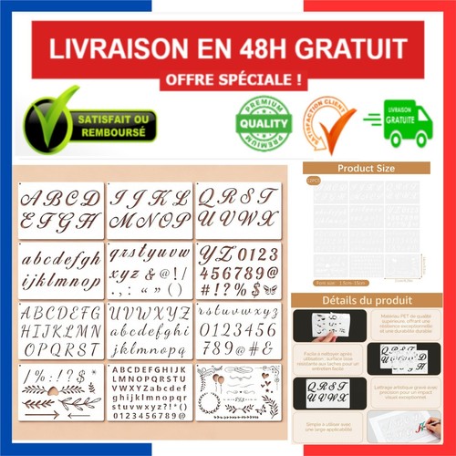 Pochoirs lettres chiffres - et,