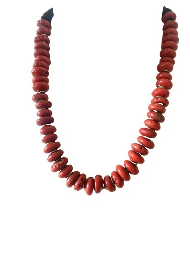 Collier perles pierre rouge - collier,