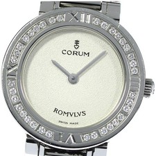 CORUM Romulus 165.128.47 V459 Diamond Bezel Silver Dial Quartz Ladies_754205