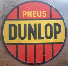 Antique lithographed canvas plate tires DUNLOP automobilia oil 1959 49cm