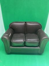 dollhouse miniatures 1:12 Brown Leather Love Seat