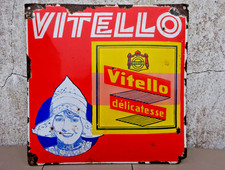 Plaque émaillée ancienne bombée VITELLO Margarine / Kub Maggi Déco Cuisine