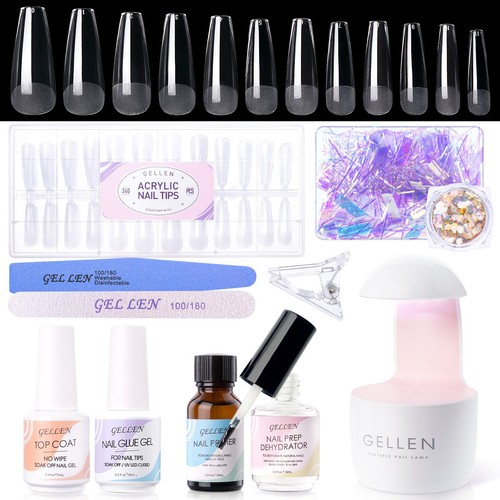 Gel nail kit coffin 240pcs - gel,