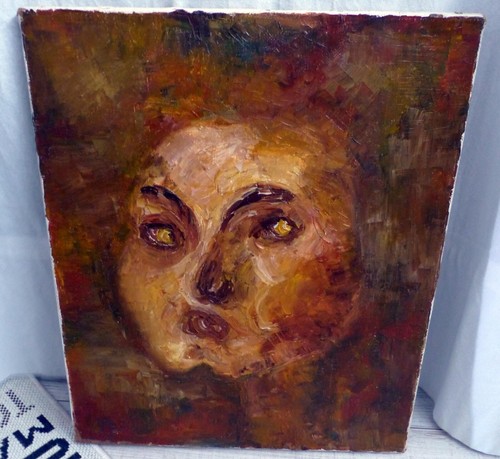 Huile sur toile visage - –,