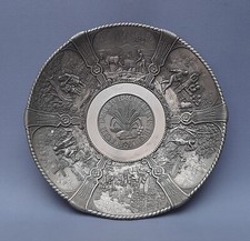 Assiette Étain Haut-Relief Mural Collection Fabriqué À Germany Vintage Ans ‘80