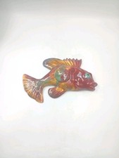 Poisson Mural Sculpture Céramique Vintage Rouge Multicolore Années 60 Vallauris?