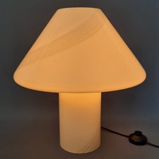 Lampe À Champignon Verre Murano Opale Rayures Spirale Design Moderne Ans '70