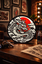 Lightbox Dragon Japonais LED