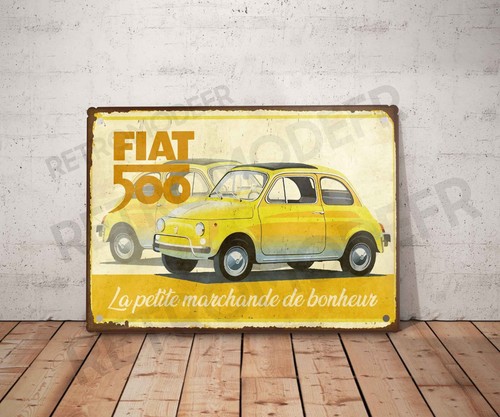 Plaque métal vintage fiat 500